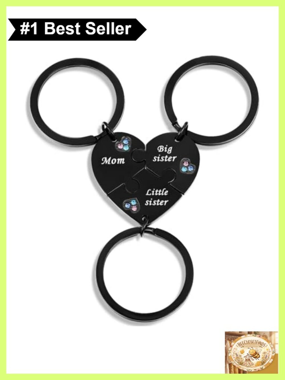 Stainless Steel Mother Daughter Keychain Set 3pc Gift